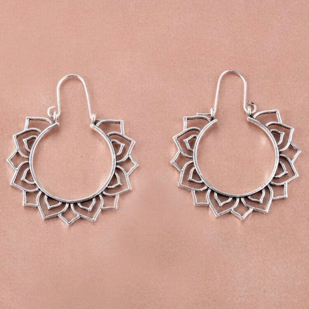 Silver Boho Hoop Earrings